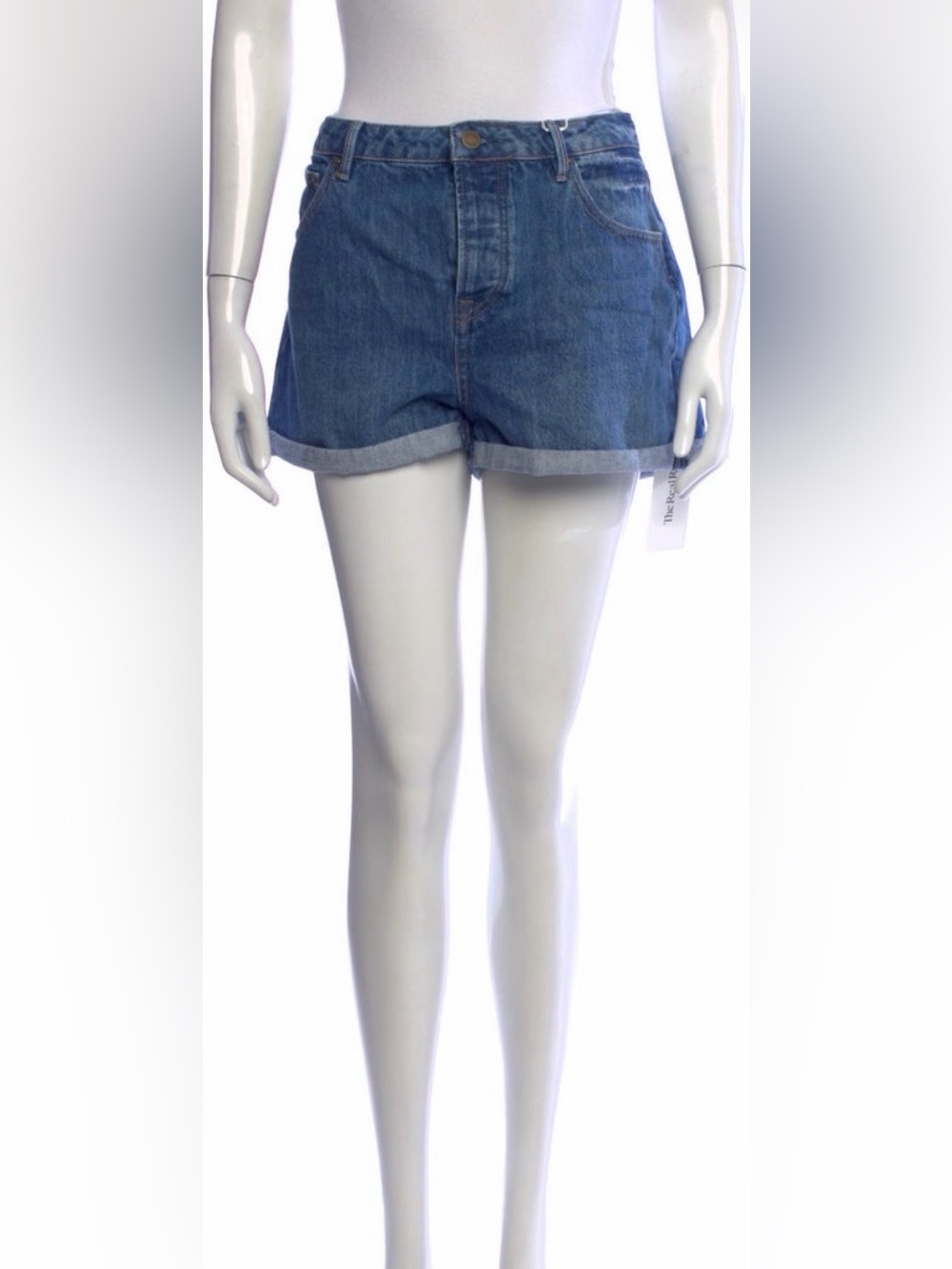 Sezane Mid-Blue Rolled Hem Denim Shorts